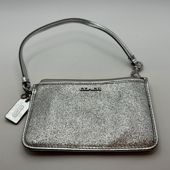 Coach Handbags - Coach Nolita 6 In Signature Silver Glitter Wristlet Purse Clutch Party